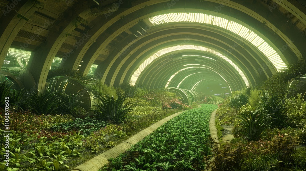 Futuristic Subterranean Farming Landscape with Diverse Crops and Innovative Technology in Ultra-Detailed 3D Render Futuristic Subterranean Farming Landscape with Diverse Crops and Innovative Technology in Ultra-Detailed 3D Render