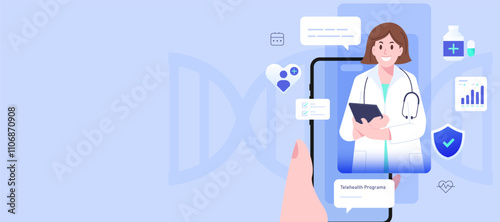Telehealth Telemedicine Online Doctor Banner