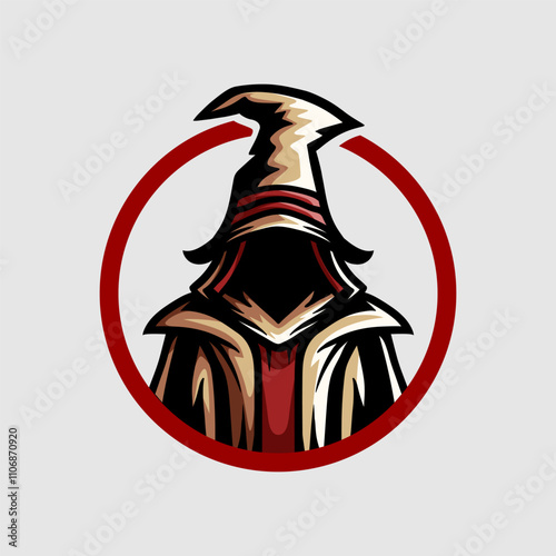 magic wizard shaman character isolated drawing line art style sketch classic vintage design illustration