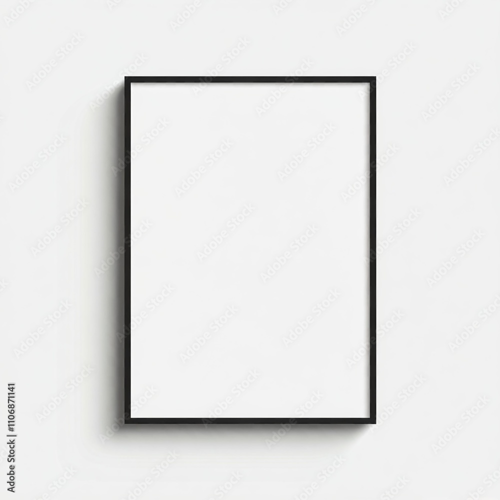 black frame mockup on white wall for art or photo display black frame mockup on white wall for art or photo display