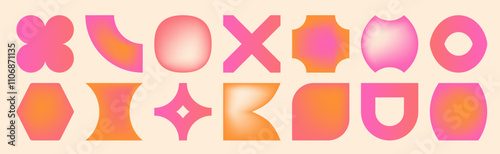 Y2k style modern gradient shapes collection. Trendy liquid color geometric art of 90 for contemporary posters design