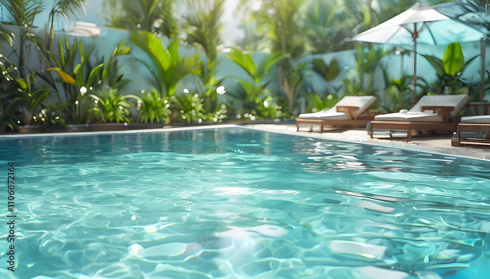 Obraz premium Serene Pool with Lush Greenery