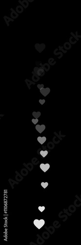 Social Media Live Stream Flying White Hearts Loop on Transparent Background