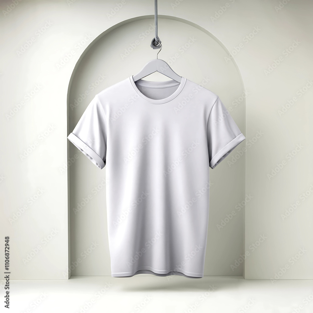 Minimalist White T-Shirt Hanging on Black Hanger in Modern Archway Display – Fashion Mockup
Minimalist White T-Shirt Hanging on Black Hanger in Modern Archway Display – Fashion Mockup