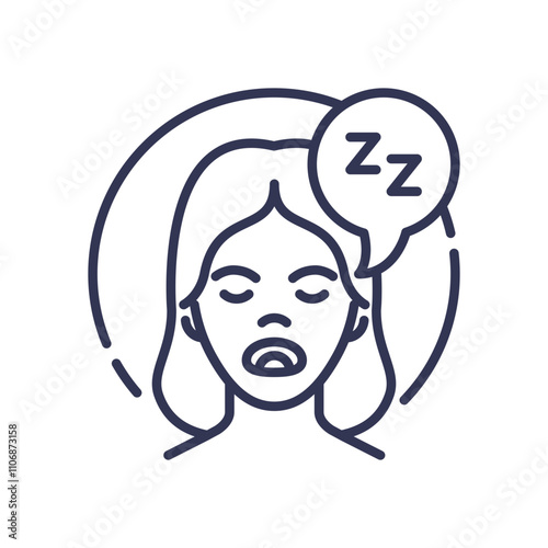 Illustration of a yawning person with a speech bubble showing 'Zzz', symbolizing tiredness or sleepiness.