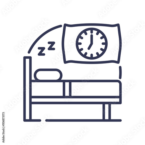 Illustration of a bed, clock, and 'zzz' symbolizing controlled sleep.