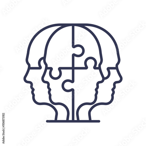 Three interconnected human profiles symbolize unity and diversity in aging.