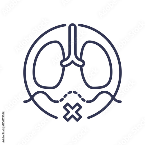 Illustration of lungs with a pause symbol, representing pauses in breathing.