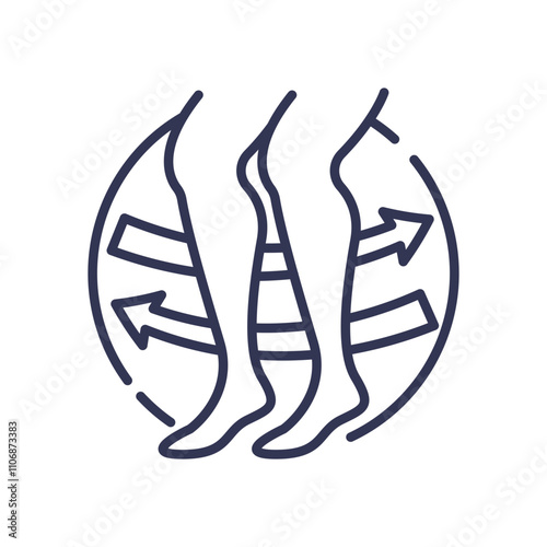 Illustration of legs with arrows indicating circulation, symbolizing leg discomfort.