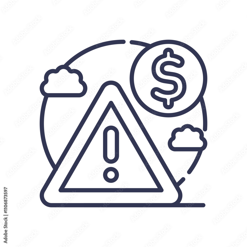 Warning sign with dollar symbol, indicating financial caution. Warning sign with dollar symbol, indicating financial caution.