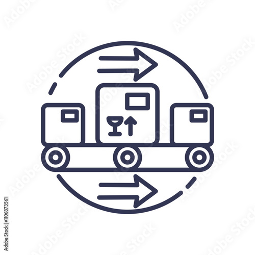 Conveyor belt with boxes symbolizes automation and streamlined workflow.