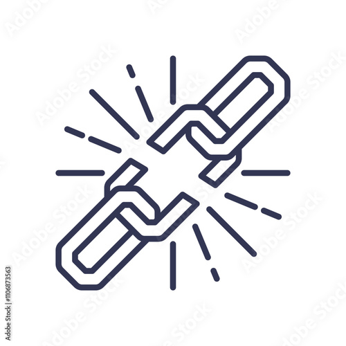 A broken chain symbolizes breaking free from dependencies.