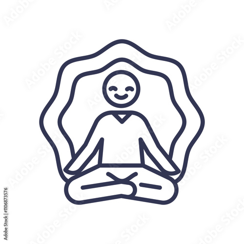 Line art of a meditating figure symbolizing peace and mindfulness.