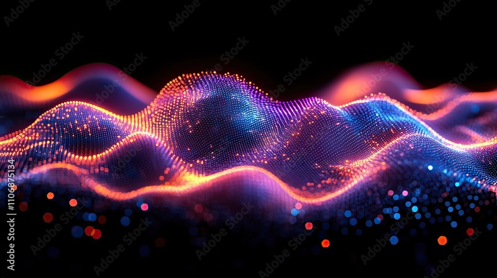 A stock market graph showing an upward trend with blue, purple, and orange lines on a black background, symbolizing success A stock market graph showing an upward trend with blue, purple, and orange lines on a black background, symbolizing success