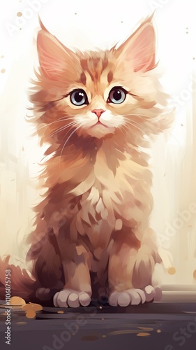 The cute cat image in the style of a watermark paints