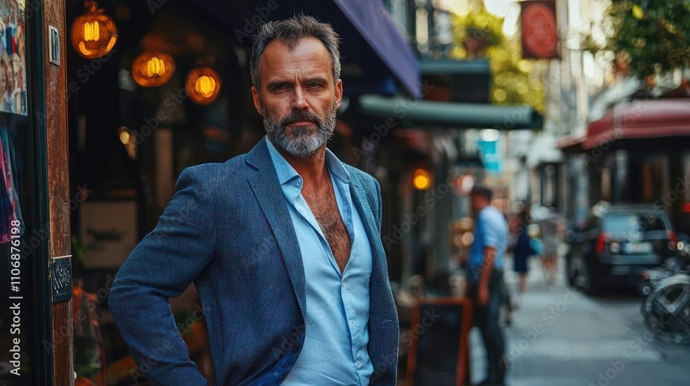 A vibrant candid portrait of a man interacting with his surroundings, highlighting authenticity A vibrant candid portrait of a man interacting with his surroundings, highlighting authenticity