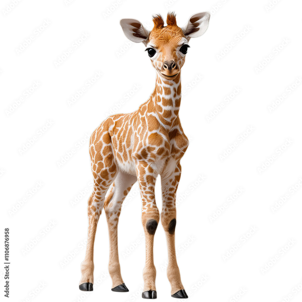 Fototapeta premium A baby giraffe on a transparent background.