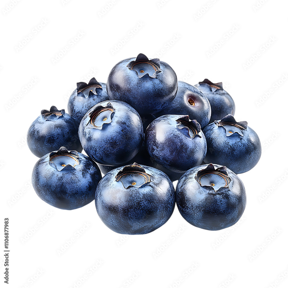 Fresh blueberries isolated transparent background healthy food fruit organic macro photography