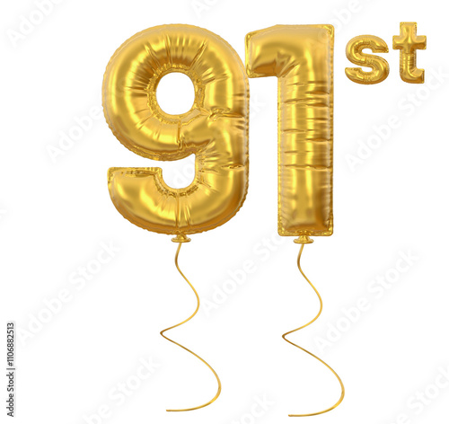 91st anniversary balloon gold number photo