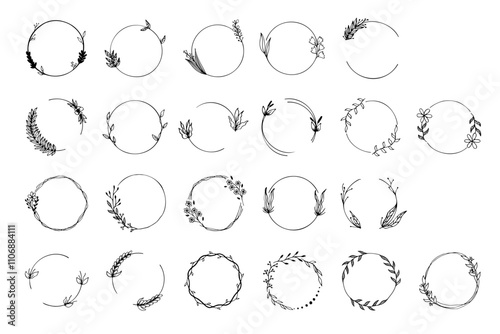 Botanical Round wreath doodle