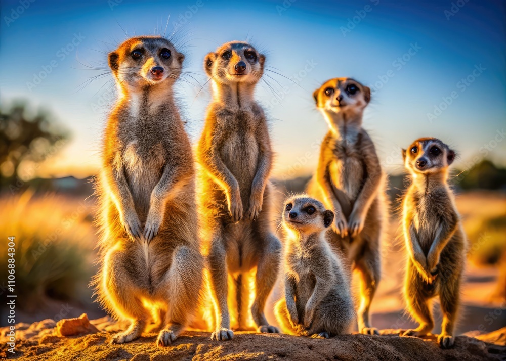 Kgalagadi Meerkat Safari: High-Resolution Images of Adorable Suricata Suricatta in Botswana's Kalahari Desert Kgalagadi Meerkat Safari: High-Resolution Images of Adorable Suricata Suricatta in Botswana's Kalahari Desert