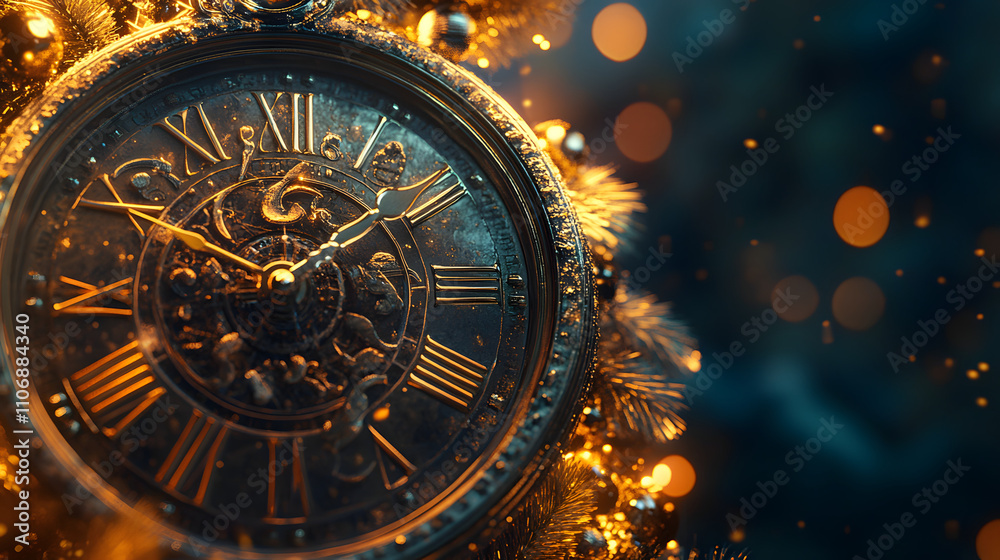 Obraz premium Clock Countdown New Year illustration Background