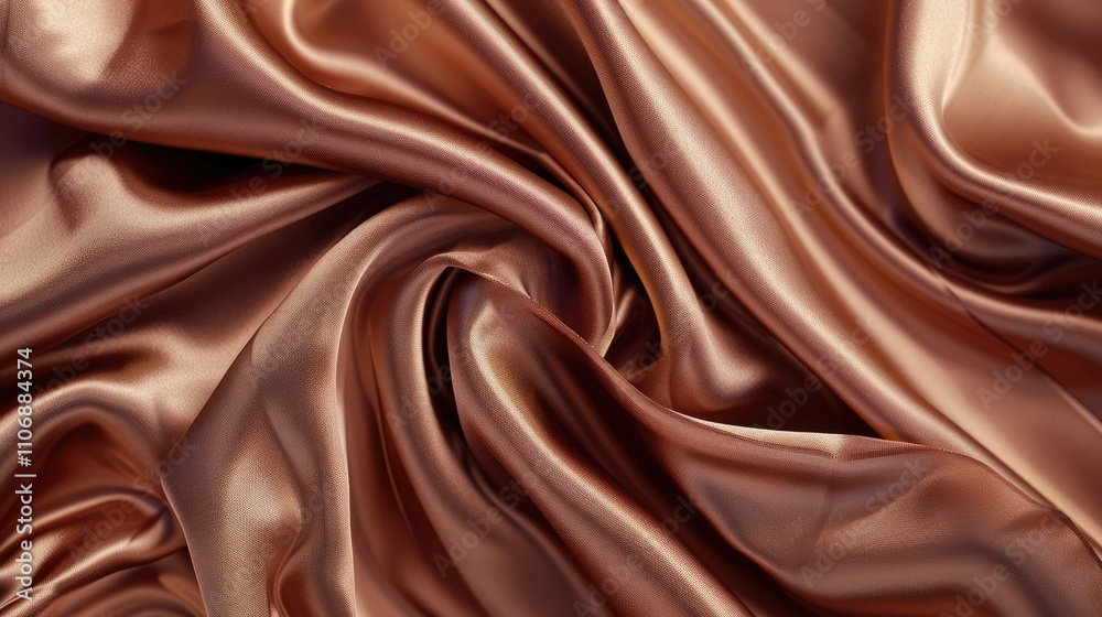 Brown silk satin fabric with gradient for elegant design on a matte background. Brown silk satin fabric with gradient for elegant design on a matte background.