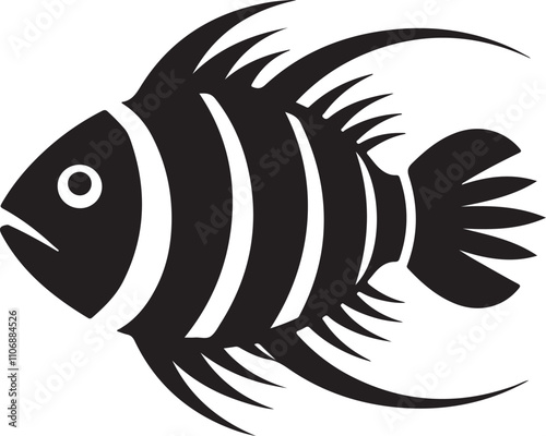 A cute fish vector silhouette, illustration of fish