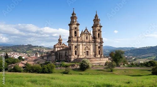 Basilica de Santa Maria, Mondo�edo, Galicia: A Sunny Day in Northern Spain AI Generated