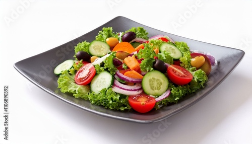 Wallpaper Mural plate of salad with fresh vegetables on isolated white background Torontodigital.ca