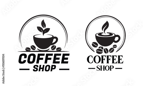 Coffee vector logo design with unique concept Premium Vector, A cup of hot cafe coffee or caffeine drink flat vector icon for food apps and websites