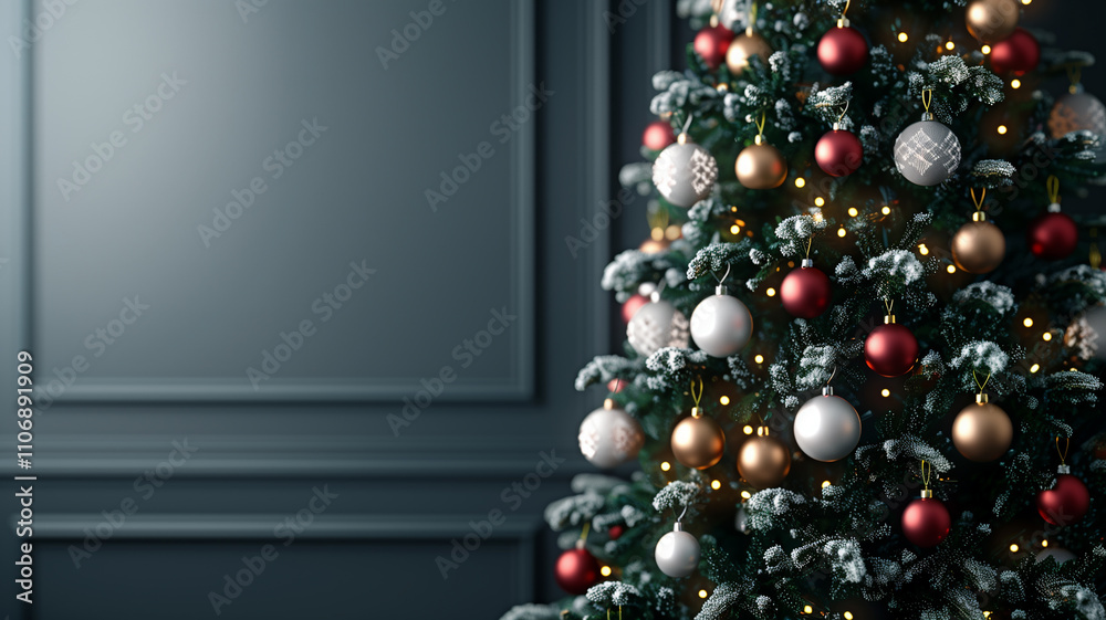 Christmas tree with gifts, a festive winter scene with a decorated fir tree and presents beneath Christmas tree with gifts, a festive winter scene with a decorated fir tree and presents beneath