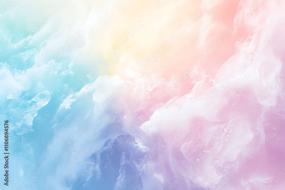 Fototapeta premium Pastel-colored cloudscape, dreamy, soft, light, airy.