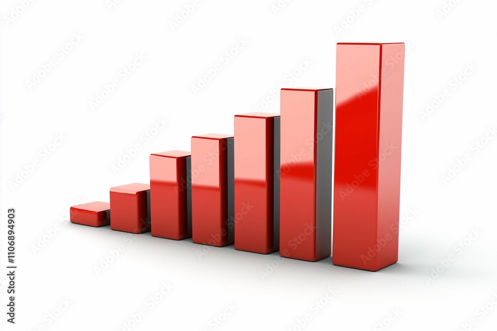 3D graph with rising bars symbolizes growth and scalability, perfect for illustrating business expansion, set against a white background. 3D graph with rising bars symbolizes growth and scalability, perfect for illustrating business expansion, set against a white background.