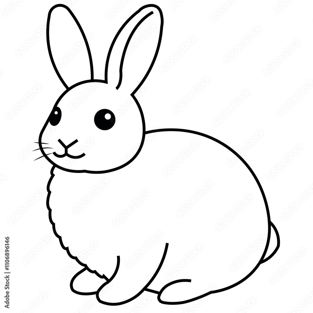 Rabbit in doodle simple style on white background Rabbit in doodle simple style on white background