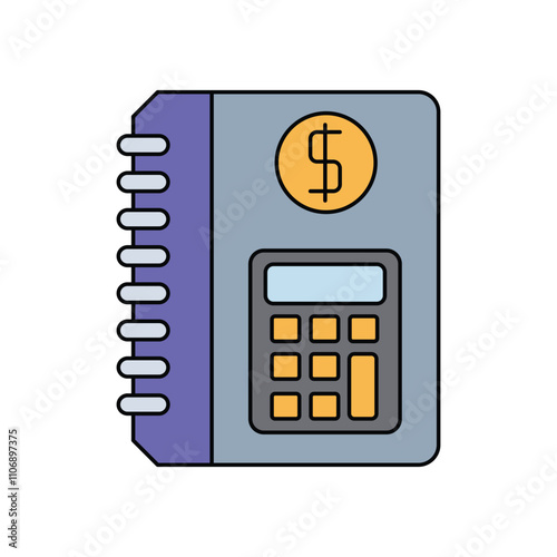 book keeping color line icon with white background vector stock illustration