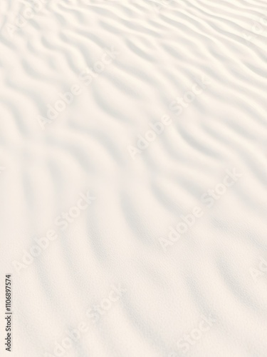 Soft white sand texture background with gentle wave patterns, coastal views, shoreline, calming landscape, serene atmosphere, beach scene