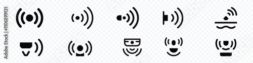 motion sensor icon. , Sensor wave Icon Set. Vector Icons for Motion Detectors and Alarms. sensor wave icon, motion sensor, move radio signal