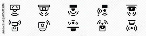 motion sensor icon. , Sensor wave Icon Set. Vector Icons for Motion Detectors and Alarms. sensor wave icon, motion sensor, move radio signal