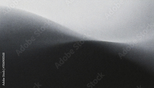 Black and white monochrome abstract grainy gradient liquid flow texture noise overlay, modern designs background, edgy, minimalistic, nostalgic graphic use