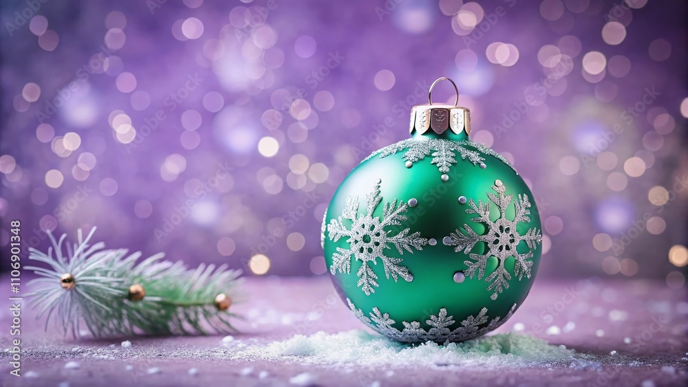 Emerald Green Christmas Ornament with Silver Snowflakes on a Lavender Background – A Festive and Elegant Holiday Decoration for Your Seasonal Celebrations Emerald Green Christmas Ornament with Silver Snowflakes on a Lavender Background – A Festive and Elegant Holiday Decoration for Your Seasonal Celebrations