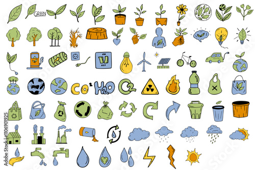 Eco doodle illustration Set