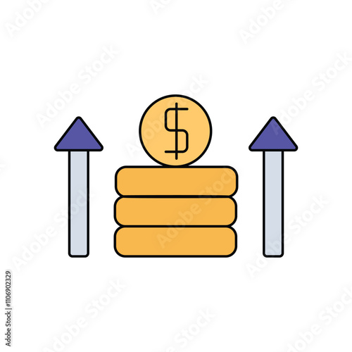 profits color line icon with white background vector stock illustration