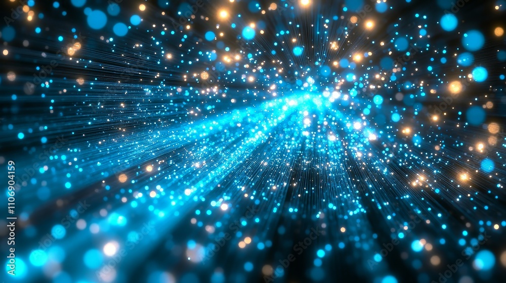Abstract Blue Light Beam Through Sparkling Dust Abstract Blue Light Beam Through Sparkling Dust