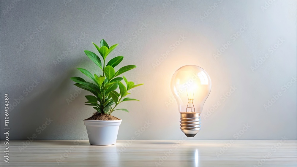 Illuminating Growth A Glowing Lightbulb and Thriving Plant Symbolize Innovation and Sustainability Illuminating Growth A Glowing Lightbulb and Thriving Plant Symbolize Innovation and Sustainability