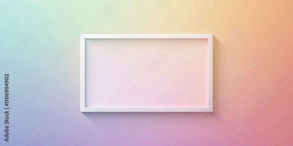 A blank white picture frame against a pastel gradient background, perfect for showcasing your design