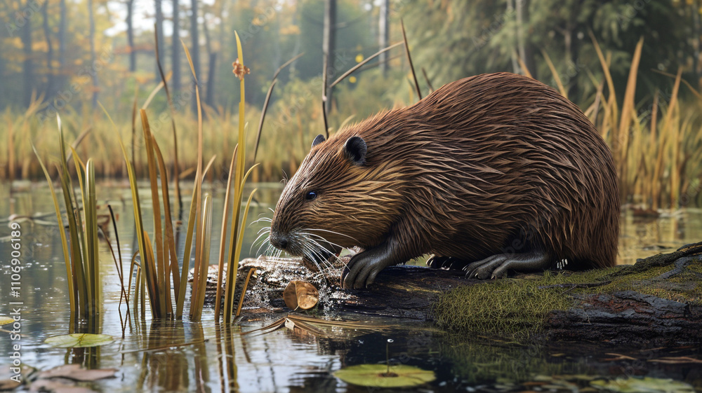 Beaver building a dam in a serene wetland, showcasing their industrious behavior and natural habitat, highlighting conservation and ecological importance. Beaver building a dam in a serene wetland, showcasing their industrious behavior and natural habitat, highlighting conservation and ecological importance.
