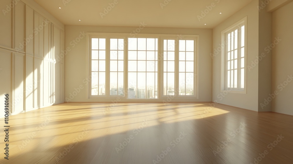 A spacious, sunlit room with large windows and wooden flooring, ideal for relaxation or gatherings. A spacious, sunlit room with large windows and wooden flooring, ideal for relaxation or gatherings.