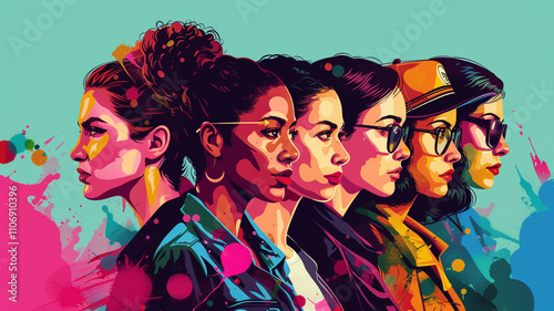 An inspiring International Women's Day illustration featuring diverse women excelling in professions, breaking stereotypes, and celebrating empowerment and gender equality