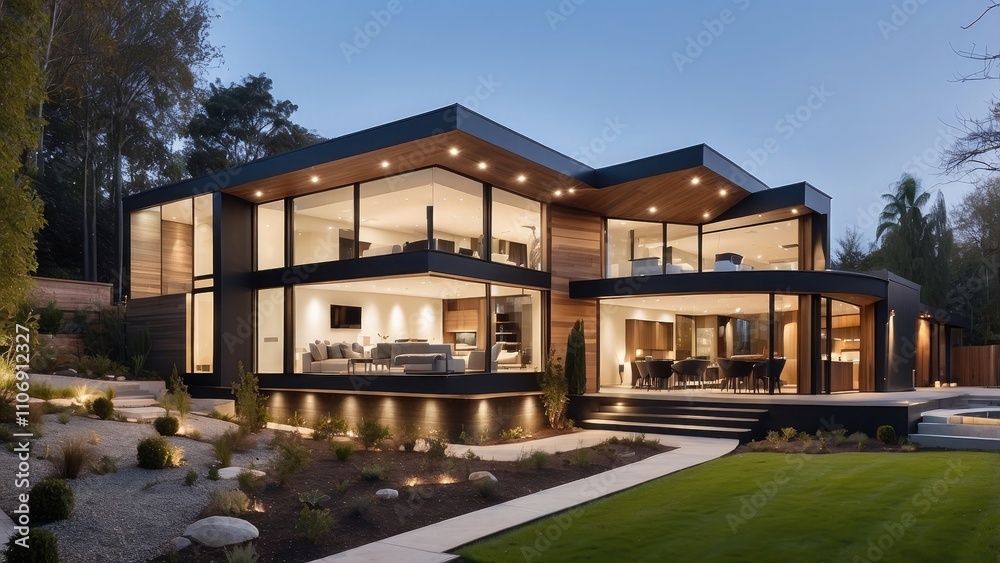 The outside of a contemporary home The outside of a contemporary home